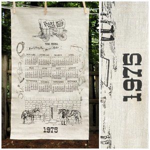 VTG 1975 Stone Mill Tack Shop Horse Equestrian Linen Calendar Towel Birthday